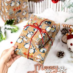Merture Christmas Kraft Wrapping Paper 17 In X 33 Ft Watercolor Penguin Pattern Gift <b>Wrap</b> For Holiday Season - Product Image 5