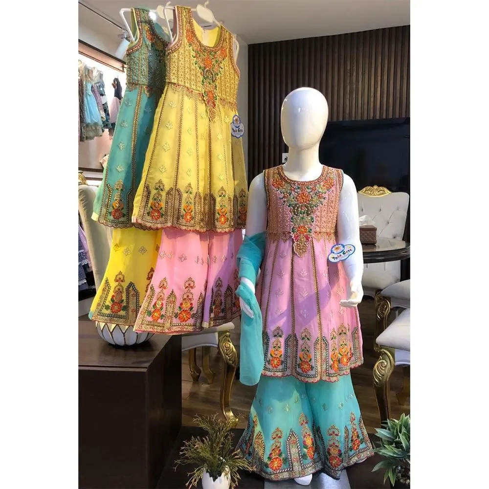 new collection of girls embroidery sharara dress suit in pakistani clothing