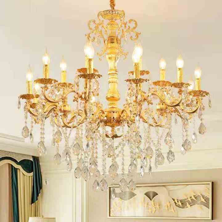 クリスタルシャンデリア 大きめ LEDライト クリスタルシャンデリア