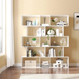 Open Boek Japanse Stijl Boekenplank Kleine Kast 5 Tier Hoek Display Opbergrek Wit Hout Kubus Boekenkast Plank