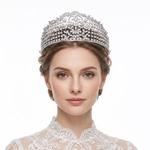 Fascia per capelli con corona <span class=keywords><strong>di</strong></span> zirconi <span class=keywords><strong>di</strong></span> alta qualità, tiare da sposa con zirconi trasparenti <span class=keywords><strong>di</strong></span> prima qualità, capolavoro per ballo <span class=keywords><strong>di</strong></span> fine anno, copricapo da regina, all'ingrosso - Product Image 1