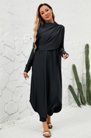 Ensemble de maillots de bain musulmans modestes pour femmes, avec logo personnalisé OEM, burkini, couvrant entièrement le corps, manches longues, design enveloppant, vêtements de plage islamiques