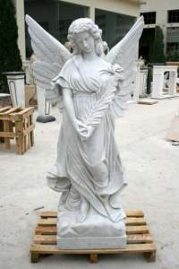 Décoration extérieure de jardin personnalisée Sculpture en <span class=keywords><strong>pierre</strong></span> grandeur nature Religieux en marbre blanc Statue de Saint <span class=keywords><strong>Gabriel</strong></span> Ange - Product Image 2