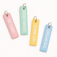 Porte-clés personnalisé écologique brodé, étiquette nominative en polyester double face, logo imprimé en sérigraphie, fabrication directe en usine pour