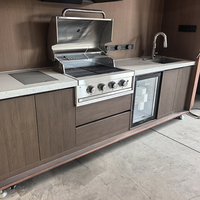 Cuisine extérieure modulaire de luxe en acier inoxydable 304, armoire BBQ pour villa et jardin, fabricant de meubles préfabriqués intégrés