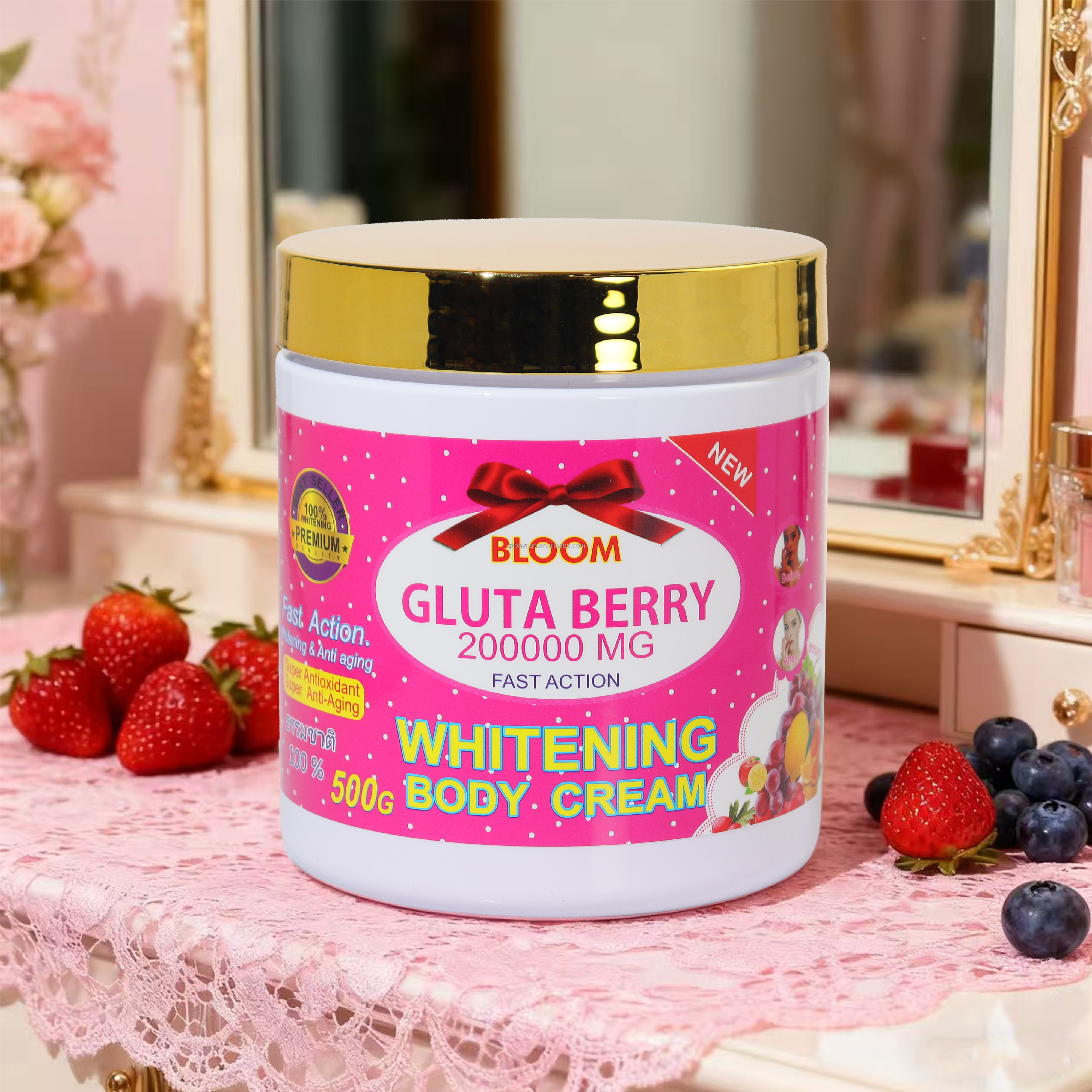 OEM Custom New Skincare GLUTA BERRY Anti-Wrinkle Vegan Body Lotion With WHITENING Lotion For Women With Dark Skin
