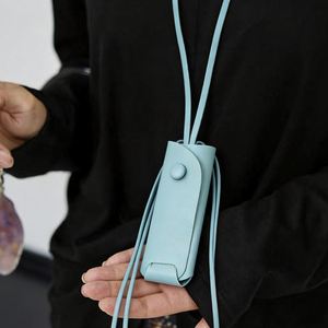 Pochette portable en cuir PU pour rouge à lèvres, faite à la main, style coréen, avec cordon, sac de maquillage, pendentif breloque, collier pour femme - Product Image 3