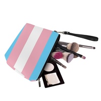 Trousse de toilette personnalisée en similicuir PU motif arc-en-ciel pour personnes transgenres et gays, idéale pour les voyages, le rangement de produits de beauté à domicile et la vente en gros