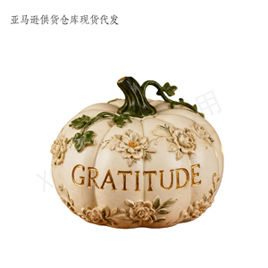 Sculpture personnalisée sur le thème de l'automne : <span class=keywords><strong>Citrouille</strong></span> avec feuilles et chauves-souris, idéale pour les accents d'automne à la maison et les cadeaux de décoration et d'exposition - Product Image 3