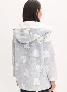 Premium Unisex Sherpa Fleece Jacket Luxury <strong>House</strong> <strong>Coat</strong> Hooded Collar Customizable Winter Season Flannel Pajamas for <strong>Ladies</strong> - Product Image 3