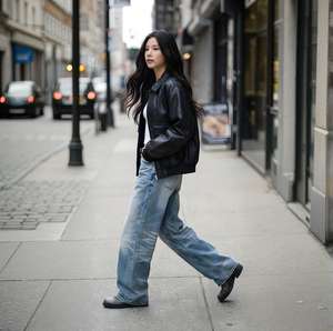 Jeans Casuales Holgados de Mezclilla para Mujer y Hombre, Verano, Algodón, Diseño 3D de Machete Leopardo Oscuro, Pierna Recta Tridimensional, Transpirables y Sueltos - Product Image 1