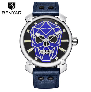 <span class=keywords><strong>Montre</strong></span>-<span class=keywords><strong>bracelet</strong></span> à quartz pour <span class=keywords><strong>homme</strong></span> Benyar 5132 Skull, montres pour hommes 2018, marque de luxe, <span class=keywords><strong>montre</strong></span> de sport en cuir, étanche - Product Image 2