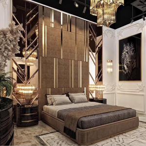 Perabotan tempat tidur Italia mewah produsen ukuran kustomisasi Set kamar tidur mewah tempat tidur lapis kain dengan sandaran kepala tinggi - Product Image 5