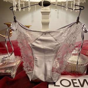 Culotte en Satin tentante femmes voir à travers maille évider érotique séduisante dentelle mince bande Sexy Machine broderie sous-vêtements - Product Image 2
