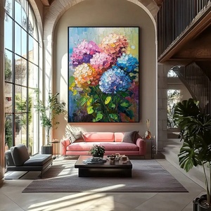 Peinture texturée, grand motif floral vertical coloré, art mural abstrait texturé moderne et épais pour la maison et la galerie - Product Image 3