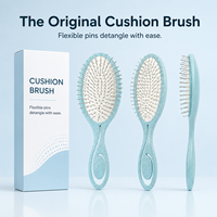 Brosse à cheveux en paille de blé écologique avec aiguilles en acier, peigne démêlant, brosse de massage douce et moelleuse pour le coiffage à domicile