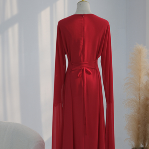 <span class=keywords><strong>Robe</strong></span> de <span class=keywords><strong>soirée</strong></span> en mousseline de soie unie Loriya 2026, robes maxi pour femmes musulmanes, <span class=keywords><strong>robe</strong></span> élégante à taille cintrée dans le dos, robes longues modestes - Product Image 3