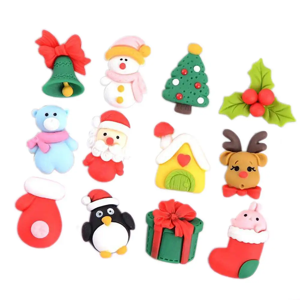 Mix Designs-zapatos de árbol de Navidad para mujer, 100 Uds., muñeco de nieve, campana de regalo, dibujos animados, resina plana, cabujón, bolsa de la suerte, funda para teléfono, Belleza
