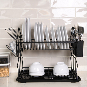 2 Tier Metal Kitchen Storage Organizer Shelf Over The Sink Drying Rack dish rack plastic