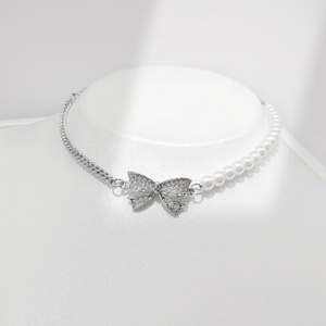 wholesale plata 925 sterling silver bow knot <b>charm</b> bracelet fashion ladies zircon unique summer 14k gold hand chain bracelets - Product Image 2