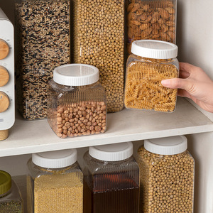 Food Grade Plastic Airtight Storage Jar Rectangle 900Ml 1700Ml 2300Ml 2700Ml Sealed Container For Grains Honey - Product Image 3