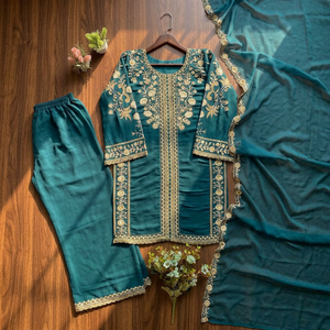 Magnifique ensemble haut brodé de sequins, palazzo et dupatta pour la saison des mariages, tenue de soirée élégante pour femmes, mode festive. - Product Image 1