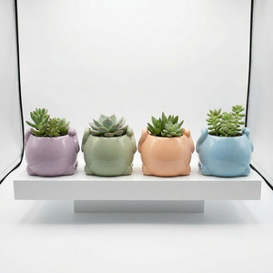 Pot de fleurs moderne minimaliste en céramique émaillée en forme de fesses de chat, fait main, écologique, petit pot pour la maison et le sol - Product Image 1