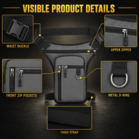 Sac utilitaire personnalisé pour la taille et les jambes avec plusieurs poches zippées, ceinture réglable et sangle de cuisse pour les voyages en extérieur, transport mains libres