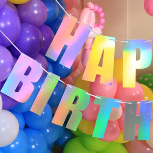 Forma di lettera di carta bandiera bandiera di <span class=keywords><strong>buon</strong></span> <span class=keywords><strong>compleanno</strong></span> nuova creativa Laser colorata della fabbrica di Huaien - Product Image 5