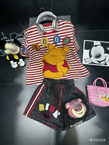 Conjuntos de Mujer de Algodón 100% con Diseño de Dibujos Animados Populares, Pedrería Brillante, Dos Piezas, Talla Grande, OC981 - Product Image 5
