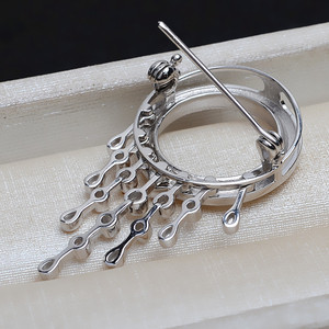 Pendentif broche en argent S925, 2 fleurs de poitrine, DIY, perle, coquille de cheval, plateau vide de 17,5 mm, accessoires incrustés, produit semi-fini pour femmes - Product Image 4