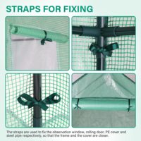 Serre miniature portable robuste pour l'extérieur avec couverture en PE, étagères et clips de fixation, structure en fonte pour jardin domestique