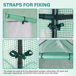 Serre miniature portable robuste <span class=keywords><strong>pour</strong></span> l'extérieur avec couverture en PE, étagères et clips <span class=keywords><strong>de</strong></span> fixation, structure en fonte <span class=keywords><strong>pour</strong></span> jardin domestique - Product Image 2