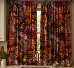 Indian Architectural <b>Curtain</b> Velvet Or Blackout Art Nouveau <b>Window</b> Each Panel Luxury Decorative Drapes for Living Room Bedroom - Product Image 2