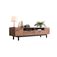 Meuble TV et table basse multifonctionnel en bois massif, style industriel nordique, pour petit appartement, salon