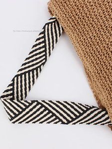 Nouvelle Sangle d'épaule pliable en corde de papier tressée à rayures, style marine coréen, avec boucle magnétique et nœud, pour les vacances à la plage Tanjing - Product Image 2