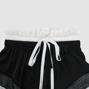 Shorts pour femmes nouvelle couleur bloquant l'épissage mini pantalon pour l'été 2025 cordon mince taille haute ultra court pantalon short - Product Image 4