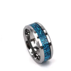 Biru BLING BLING Dipoles Pria Gay Tungsten Cincin Dongguan Grosir Kualitas Tinggi Pria Cincin Pernikahan dengan Harga Murah