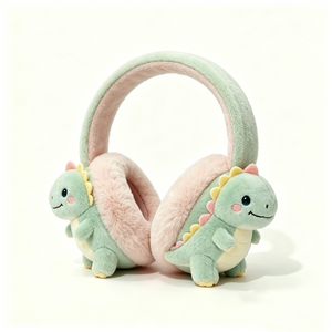 Custom Kids Dinosaur Plush Winter Earmuffs, Cute Cartoon Dinosaur Ear Warmers, Earmuffs Fluffy Plush Dino - Product Image 3