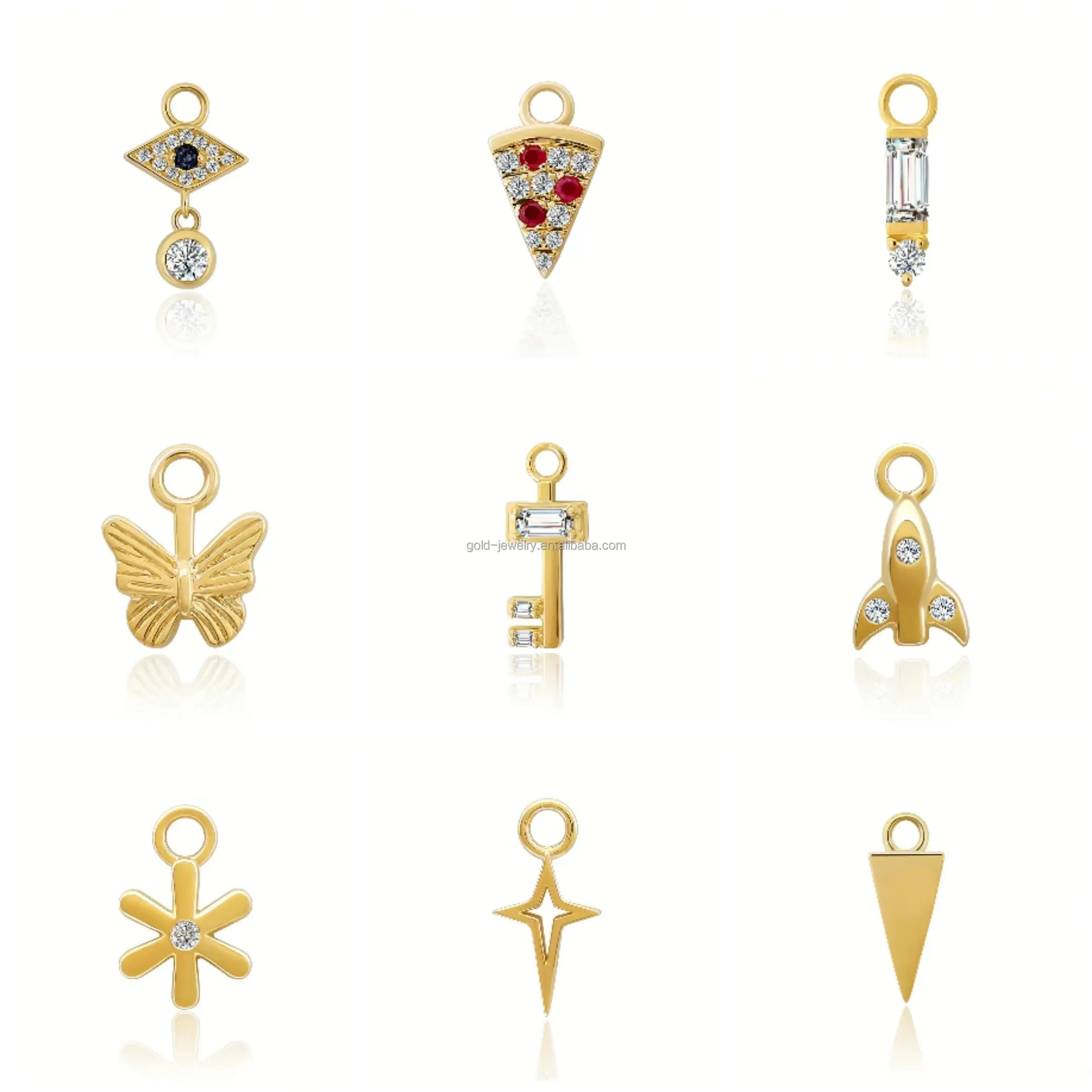 14K Gold Jewelry DIY Pendant Charms Pure Gold Jewelry For Bracelet Necklaces Earrings Accessory