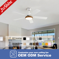Ventilateur de plafond 1stshine moderne intelligent avec fonction minuterie, flux d'air puissant, télécommande, robuste, haute efficacité, avec lumière
