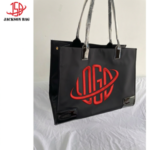 Borsa <span class=keywords><strong>tote</strong></span> grande in nylon <span class=keywords><strong>nera</strong></span> da donna con logo personalizzato in <span class=keywords><strong>pelle</strong></span> PU e fodera di Jacksonbag - Product Image 5