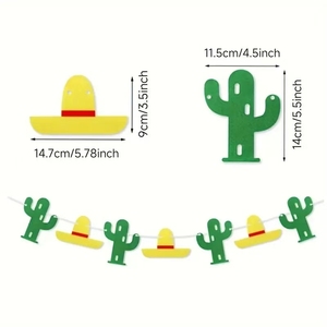 Bandiera Messicana a Forma di Cactus, Ecologica e Alla Moda, in Feltro, per Feste Estive, Decorazioni per Vacanze, Vendita All'Ingrosso - Product Image 5