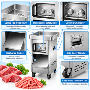 Machine à découper la viande robuste 2,2 kW, équipement électrique de découpe et de déchiquetage de viande 3,5 mm 5 mm pour la transformation alimentaire commerciale - Product Image 2