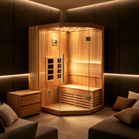 Sauna infrarouge lointain en bois de cèdre 1000x1000x2000cm, durable, en cèdre rouge aromatique avec verre trempé de 8mm