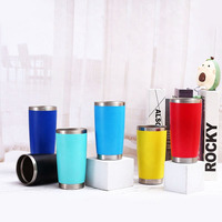Tazas de Viaje de Acero Inoxidable de 20 oz, Blancas y Coloridas, para Camping, Vino, Bebidas, Té, Café, Aisladas, con Tapa, para Sublimación