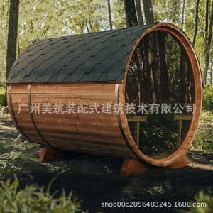 Sauna de Barril de Madera para Exteriores con Calefacción Eléctrica 220-240V, Diseño Rústico, Material Natural, Alimentación por Enchufe - Product Image 1