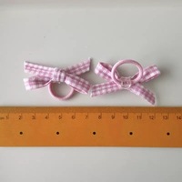 6 PCS Mini Jepit Rambut Elastis Gaya Korea Lucu untuk Anak Perempuan, Motif Bunga Kotak-kotak dengan Pita Kain