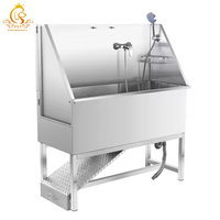 EUR PET Luxe Baignoire de toilettage pour animaux domestiques en acier inoxydable 304 avec rampe, Station de lavage professionnelle pour chiens d'intérieur pour les éleveurs