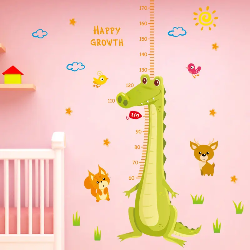 Cartoon crocodile baby measure height wall sticker children room, living room, kindergarten cartoon measure wall sticker